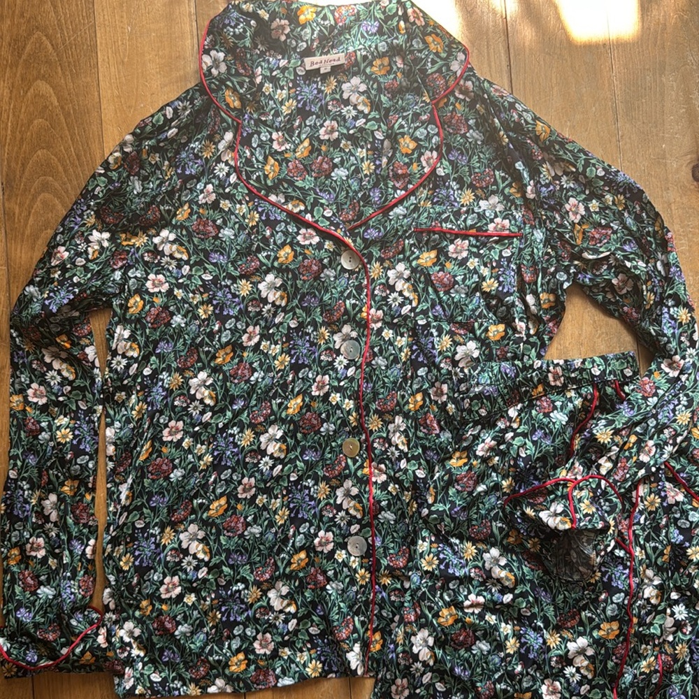 BedHead Multicolor Floral Pajama Set 100% Silk Small